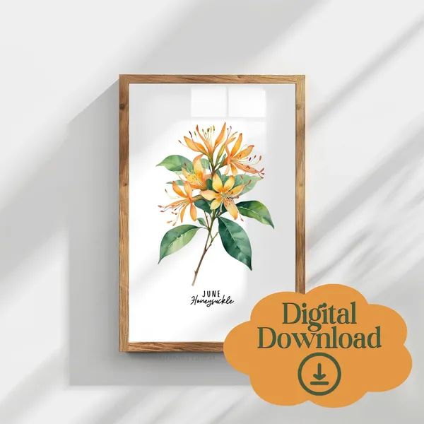 June Honeysuckle Botanical Watercolor Art Print