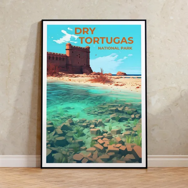 Dry Tortugas, Florida Travel Poster, Fort Jefferson