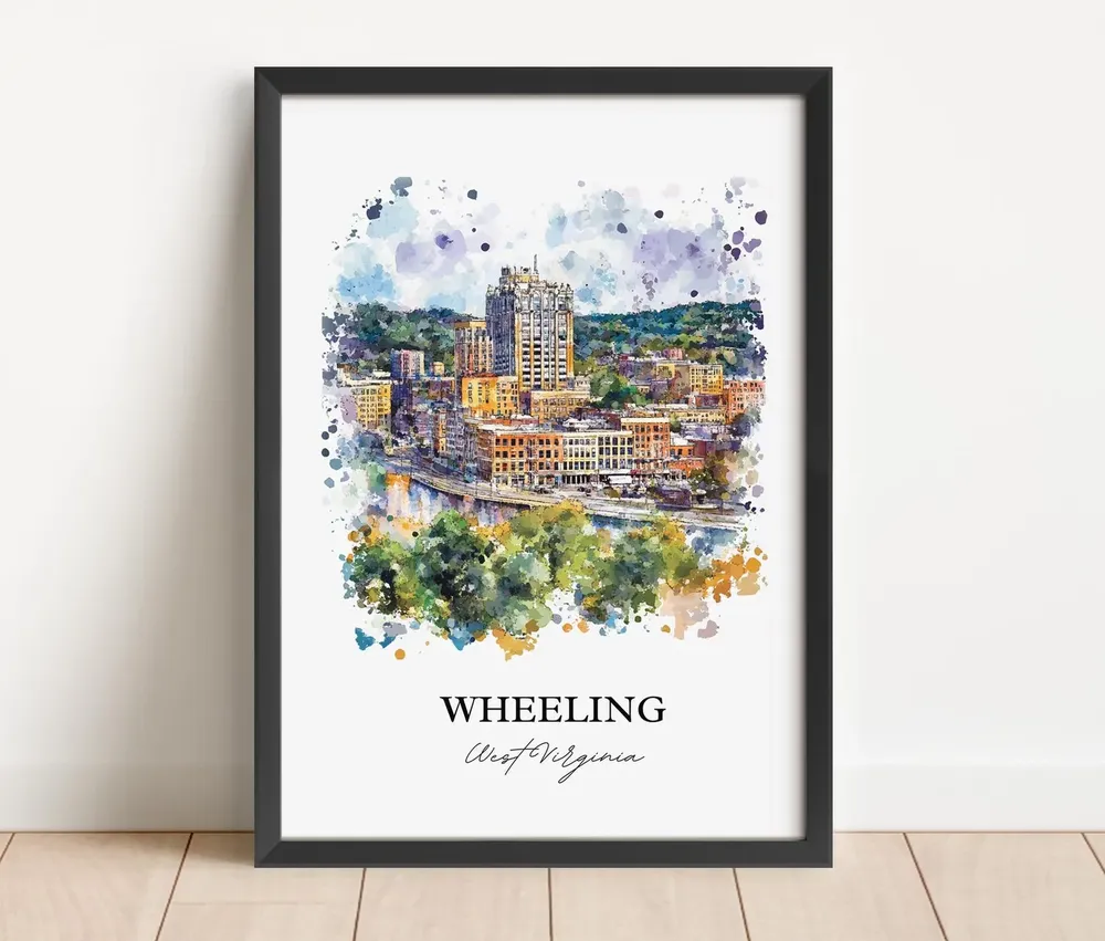 Wheeling WV Travel Poster, Ohio County Watercolor - Image 2