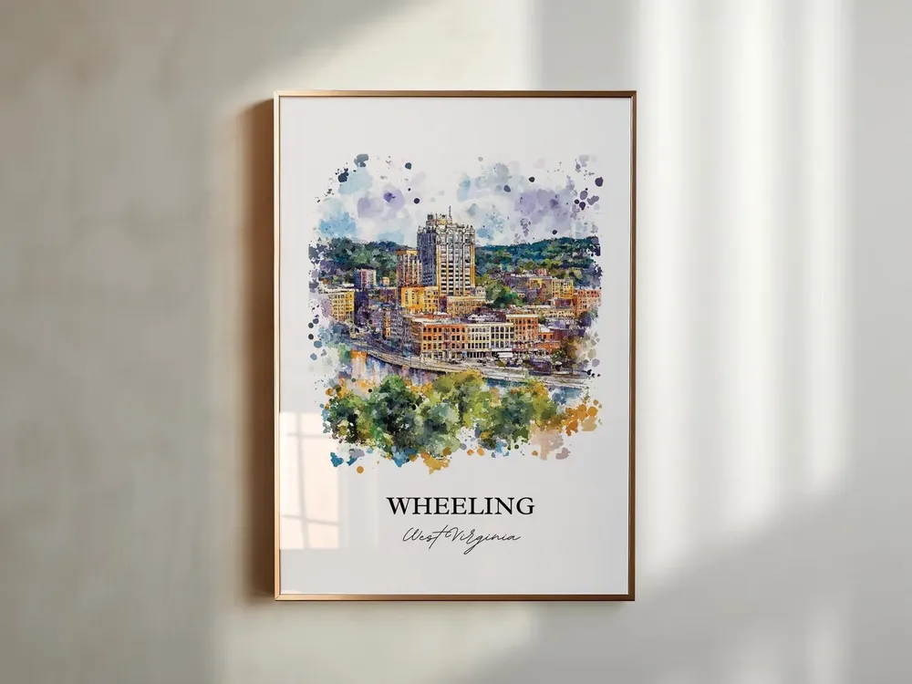 Wheeling WV Travel Poster, Ohio County Watercolor - Image 5