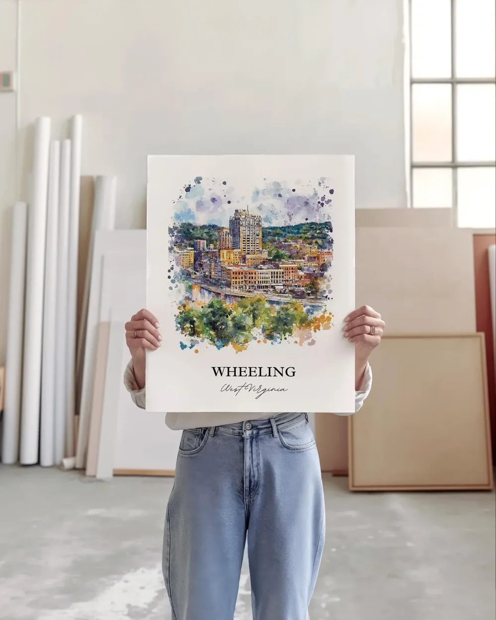 Wheeling WV Travel Poster, Ohio County Watercolor - Image 4
