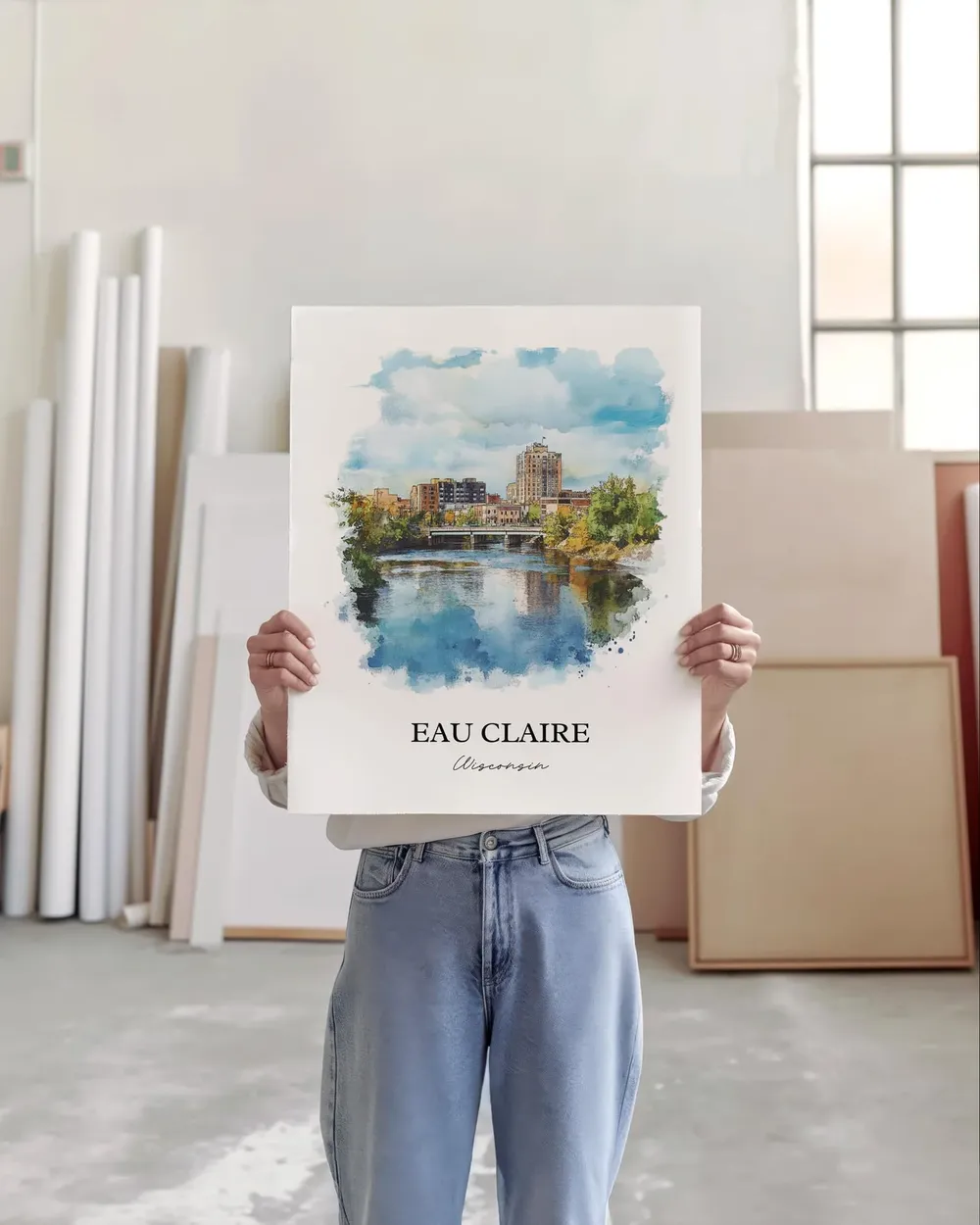 Eau Claire, Wisconsin Watercolor Travel Poster - Image 2