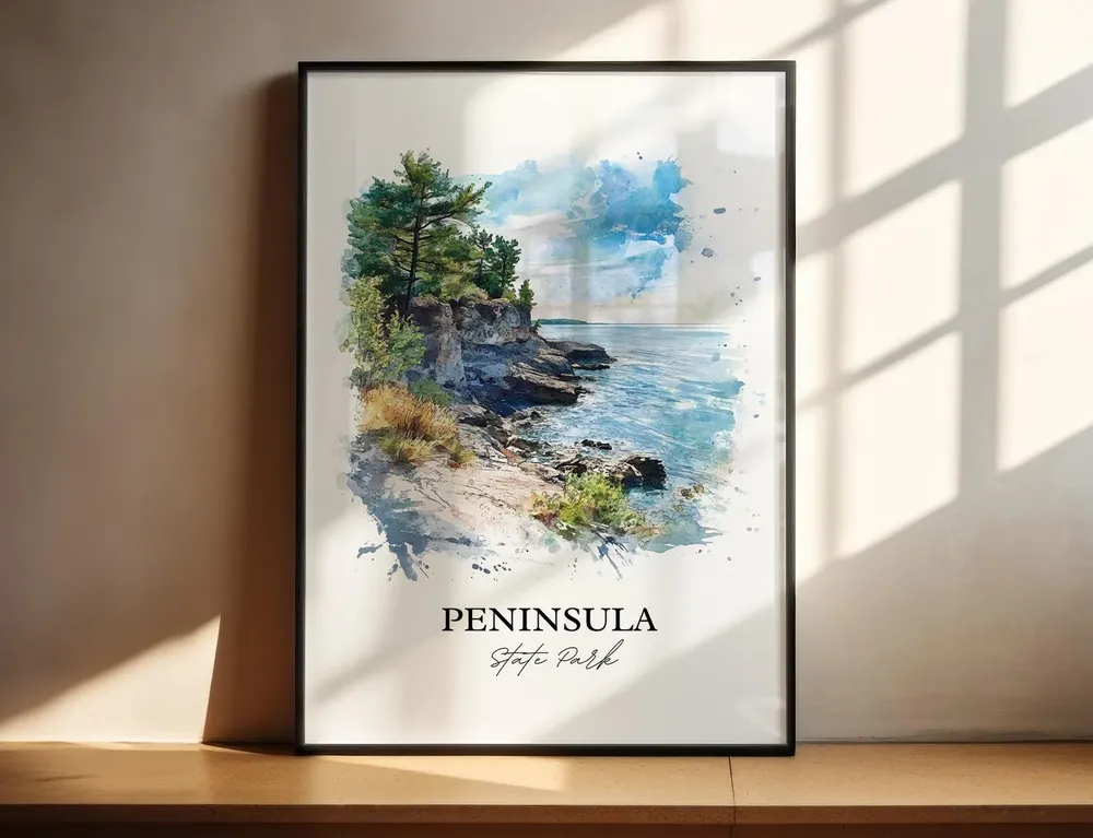 Peninsula State Park Travel Poster, Door County Wisconsin