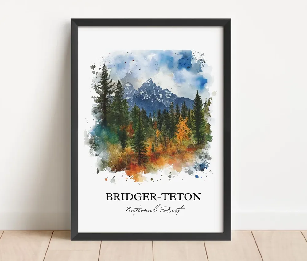 Bridgerteton Jackson Wyoming Watercolor Travel Poster - Image 2