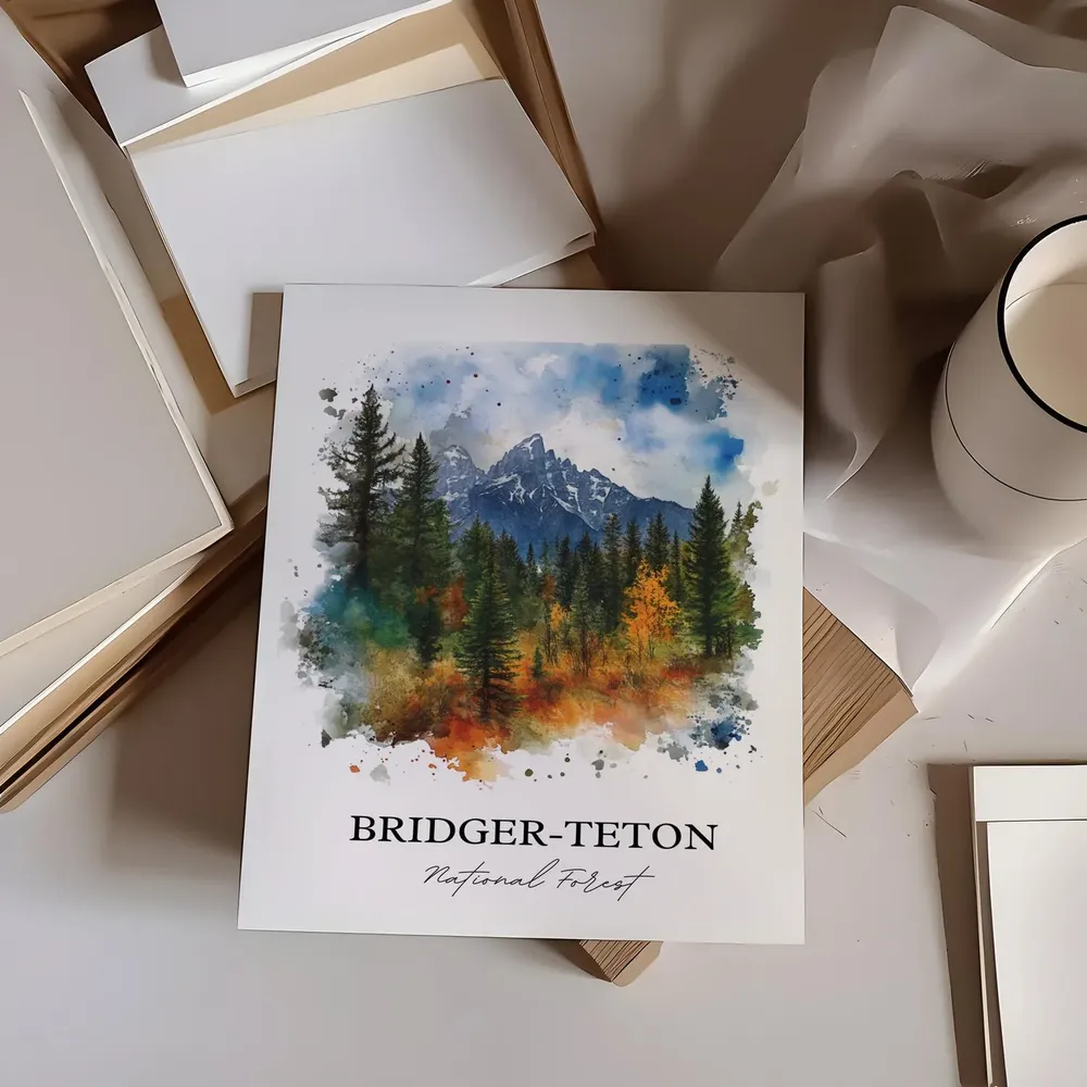 Bridgerteton Jackson Wyoming Watercolor Travel Poster - Image 5