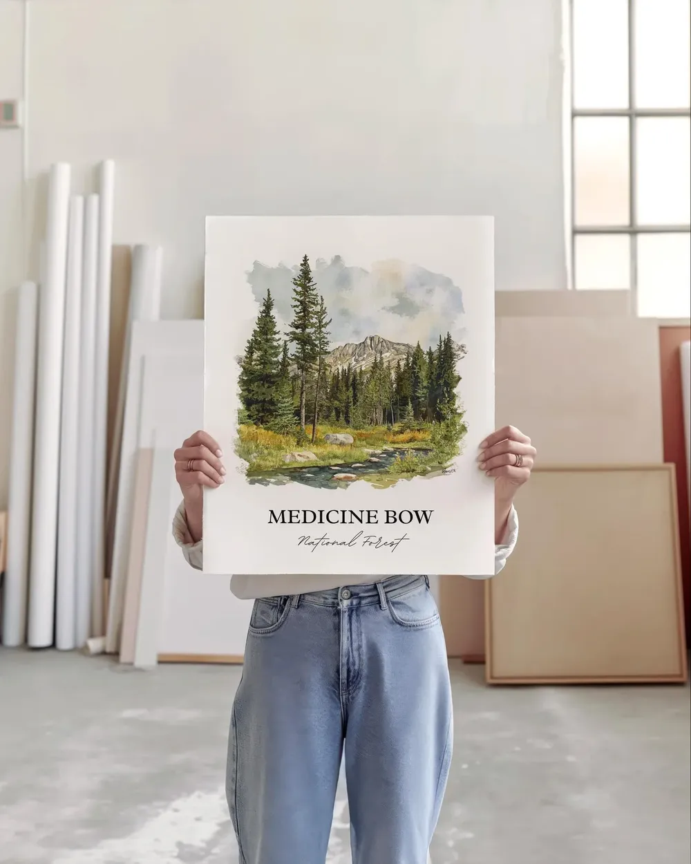 Medicine Bow, Wyoming Watercolor Forest Travel Poster - Image 4