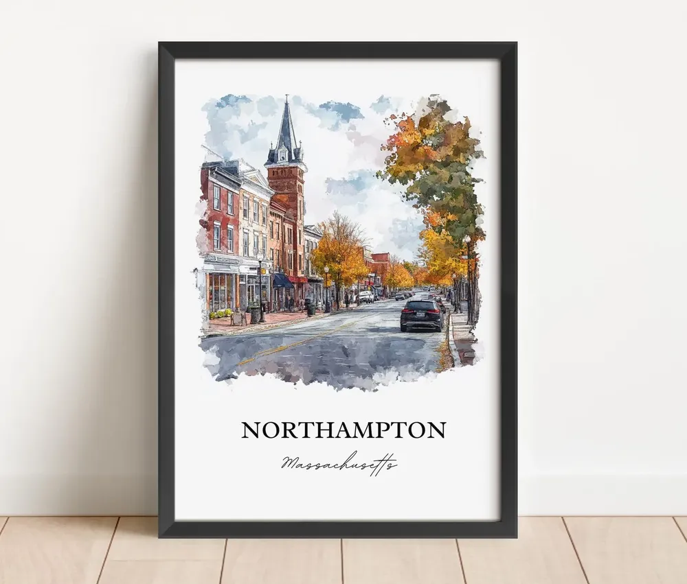 Northampton MA Travel Poster, Hampshire County Print - Image 6