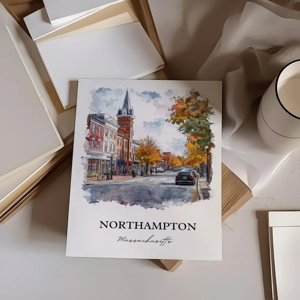 Northampton MA Travel Poster, Hampshire County Print - Image 4