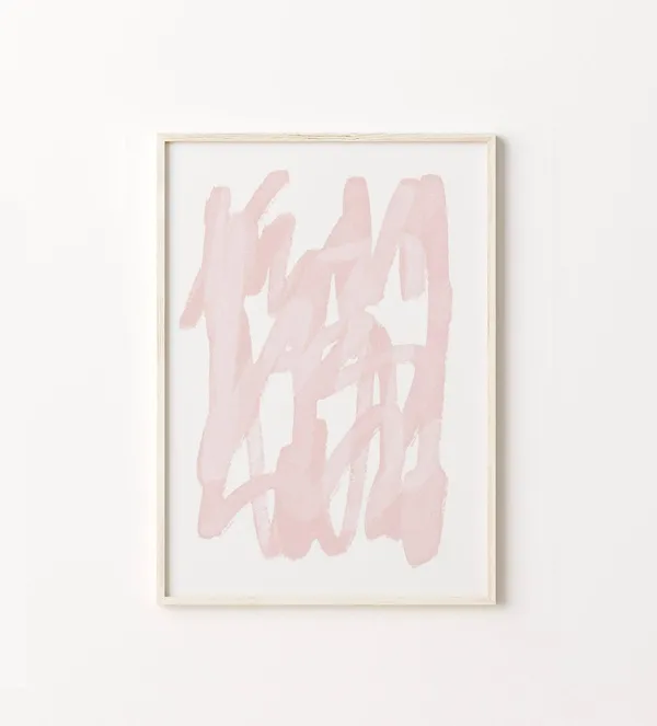 Abstract Pastel Pink Brush Strokes Art Print