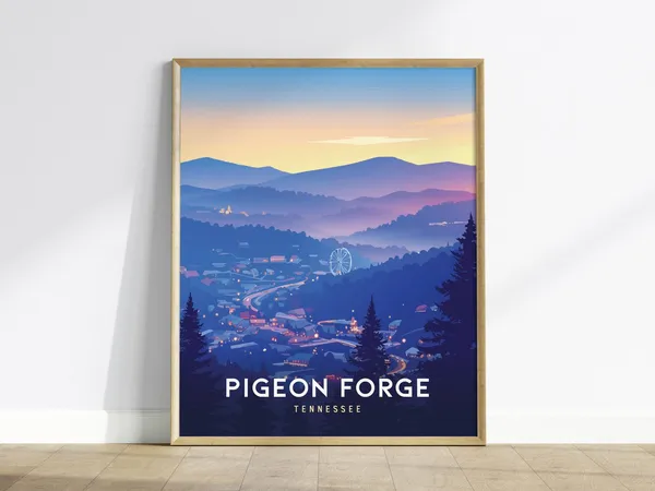 Pigeon Forge Tennessee Travel Poster, Smoky Mountains
