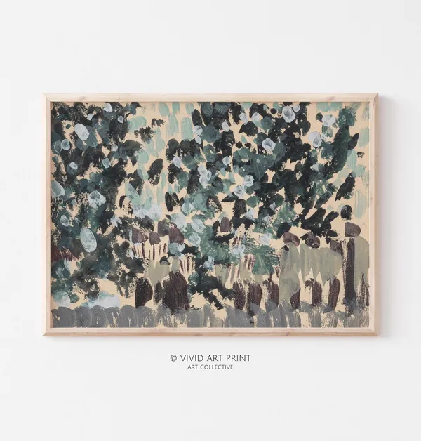 Vintage Botanical Foliage Abstract Modern Art Print