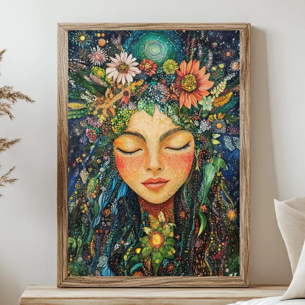 Mother Earth Boho Wall Art, Nature Art Print