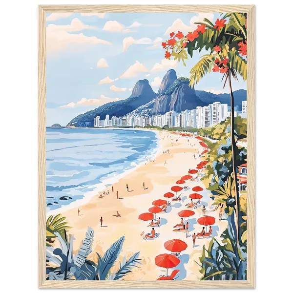 Rio De Janeiro Watercolor Painting, Ipanema Beach Art Print