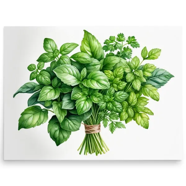 Parsley and Basil Watercolor Art Print, Botanical Herbs