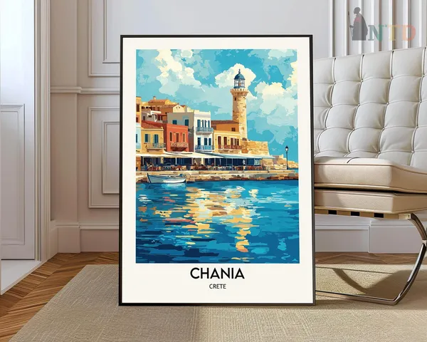 Chania Travel Poster, Crete Greece Decor Art Print