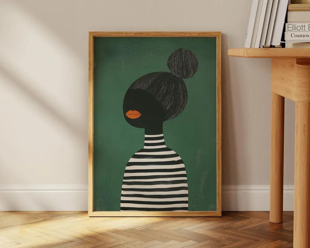 Emerald Green Abstract People Art Print - Image 2
