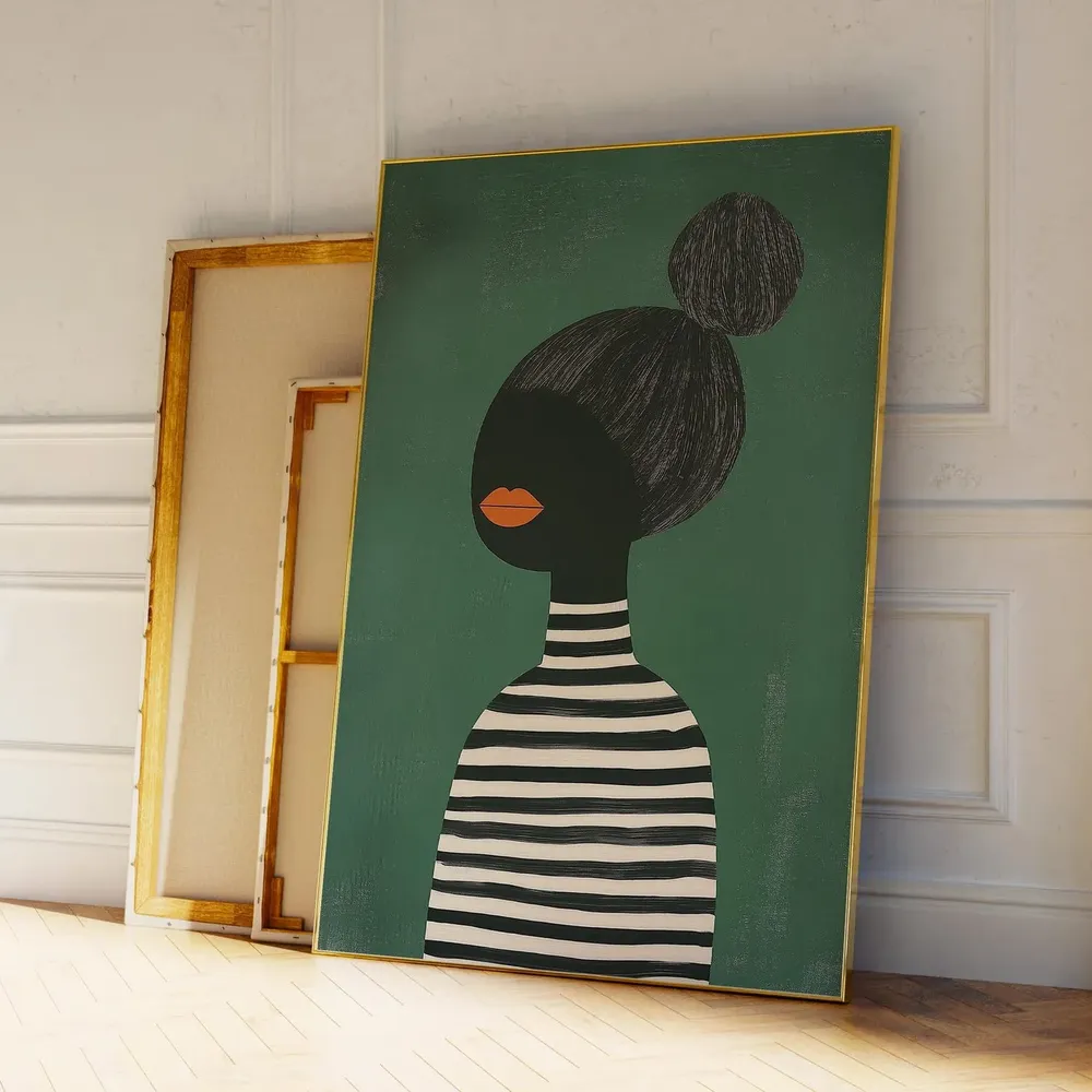 Emerald Green Abstract People Art Print - Image 4