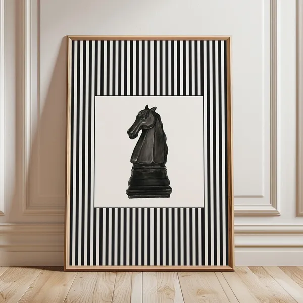Chess Vintage Stripes Art Print, Grandmillennial Nursery