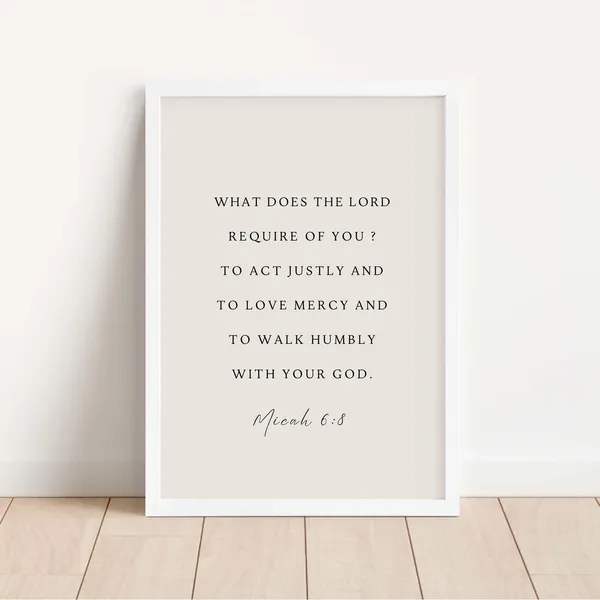 Micah 6:8 Scripture Art Print, Christian Verse