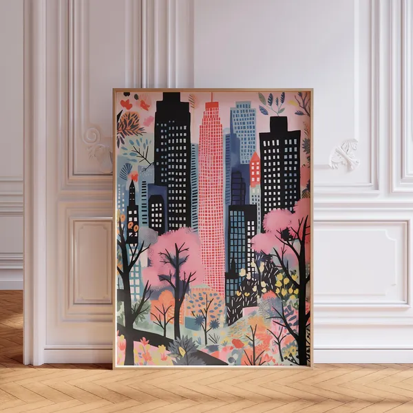New York Cityscape Art Print, Eclectic Home Decor
