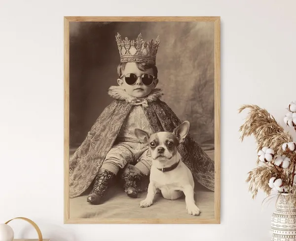 Victorian Boy King Vintage Humor Art Print
