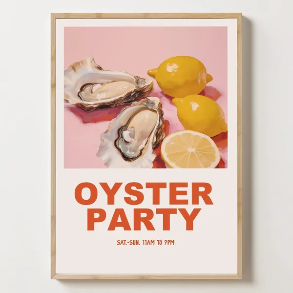 Oyster Party Art Print, Coastal Nautical Decor