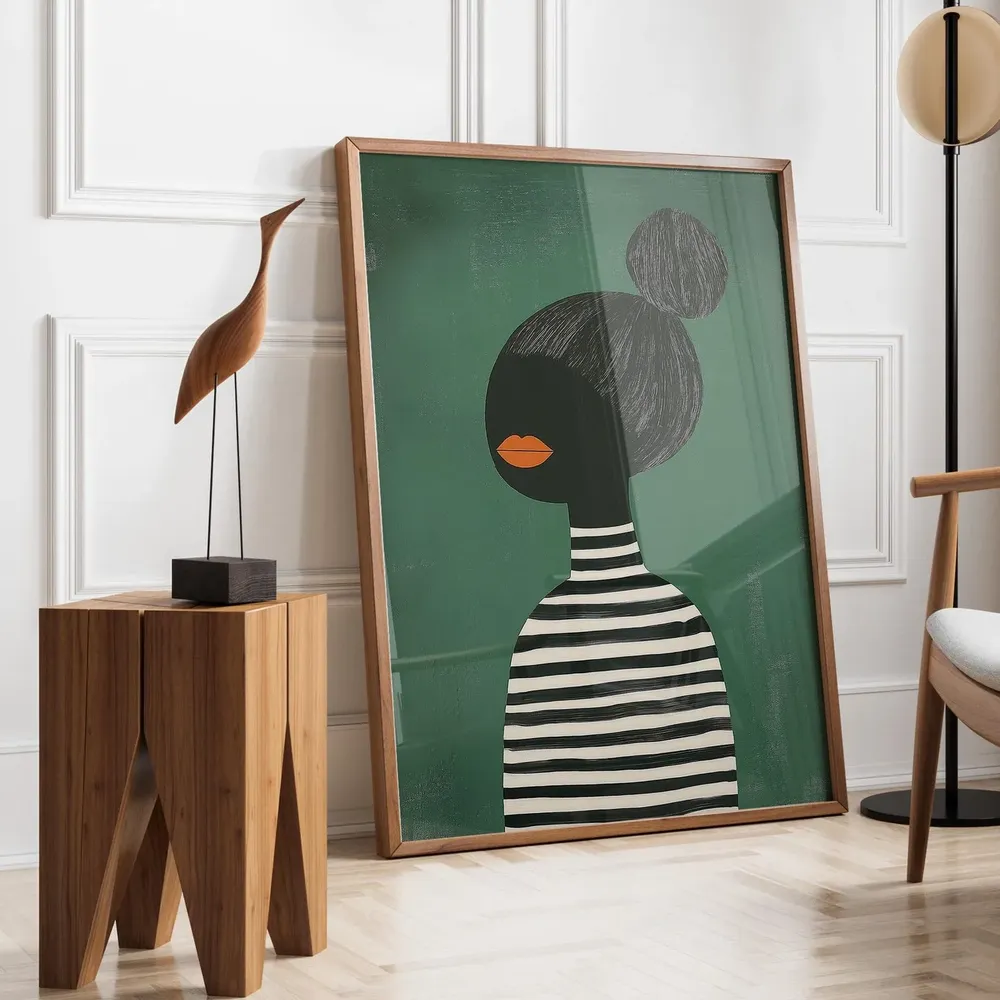 Emerald Green Abstract People Art Print
