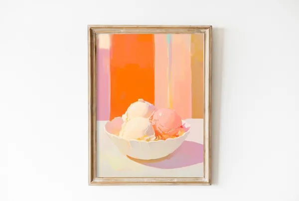 Pastel Pink Gelato Poster, Italian Summer Art Print