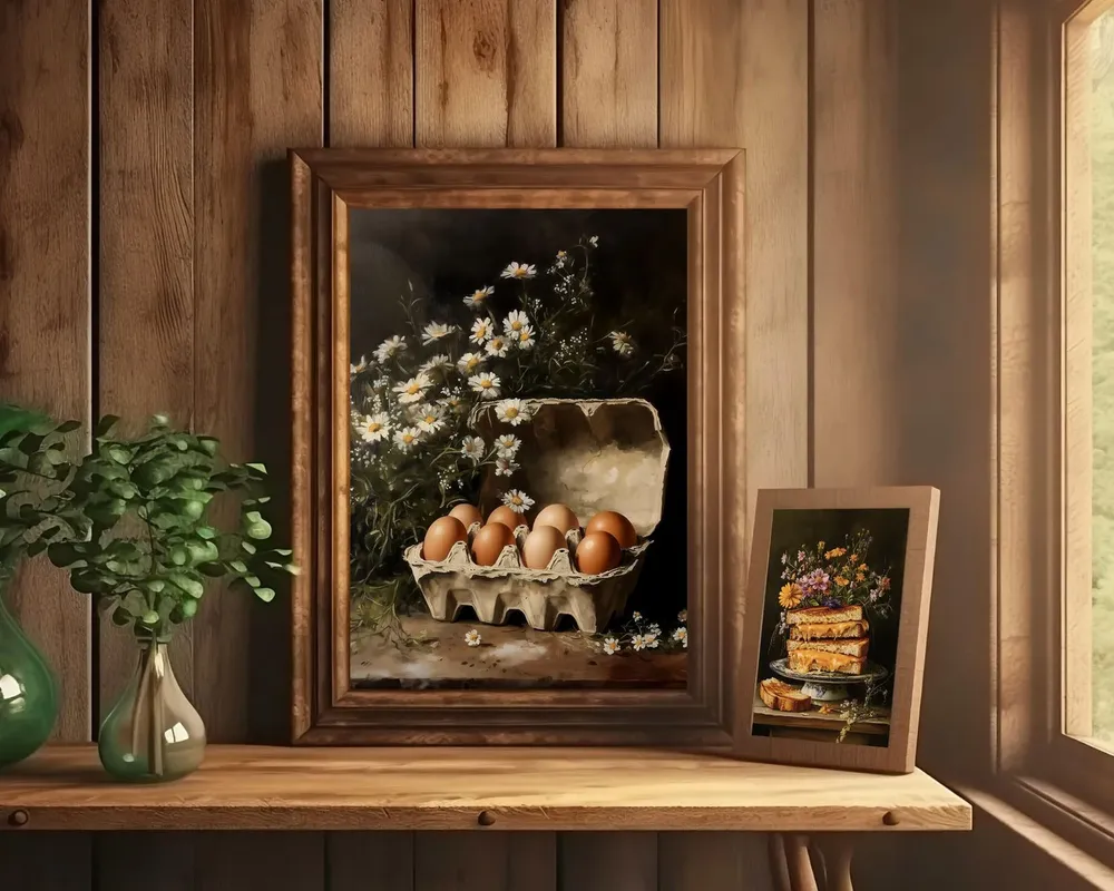 Eggs Kitchen Still Life, Moody Vintage Art Print - Image 3