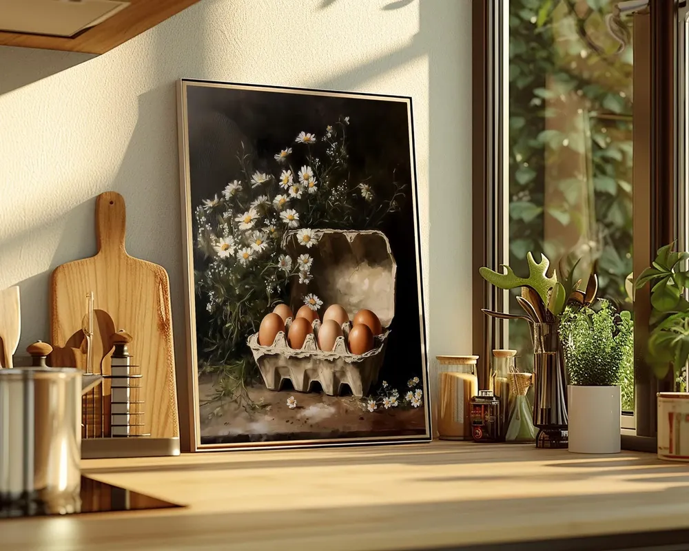 Eggs Kitchen Still Life, Moody Vintage Art Print - Image 2