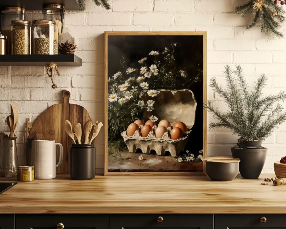 Eggs Kitchen Still Life, Moody Vintage Art Print - Image 4