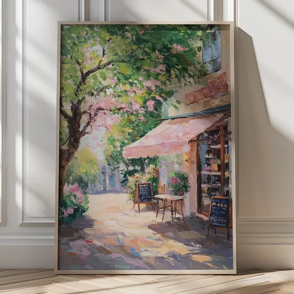Impressionist Cafe Scene, Vintage Coffee Shop Poster
