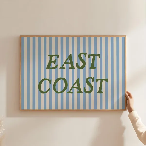 East Coast Striped Beach Coastal House Art Print