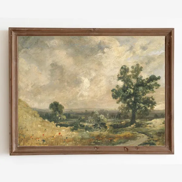 Country Landscape Vintage Art Print, Farmhouse