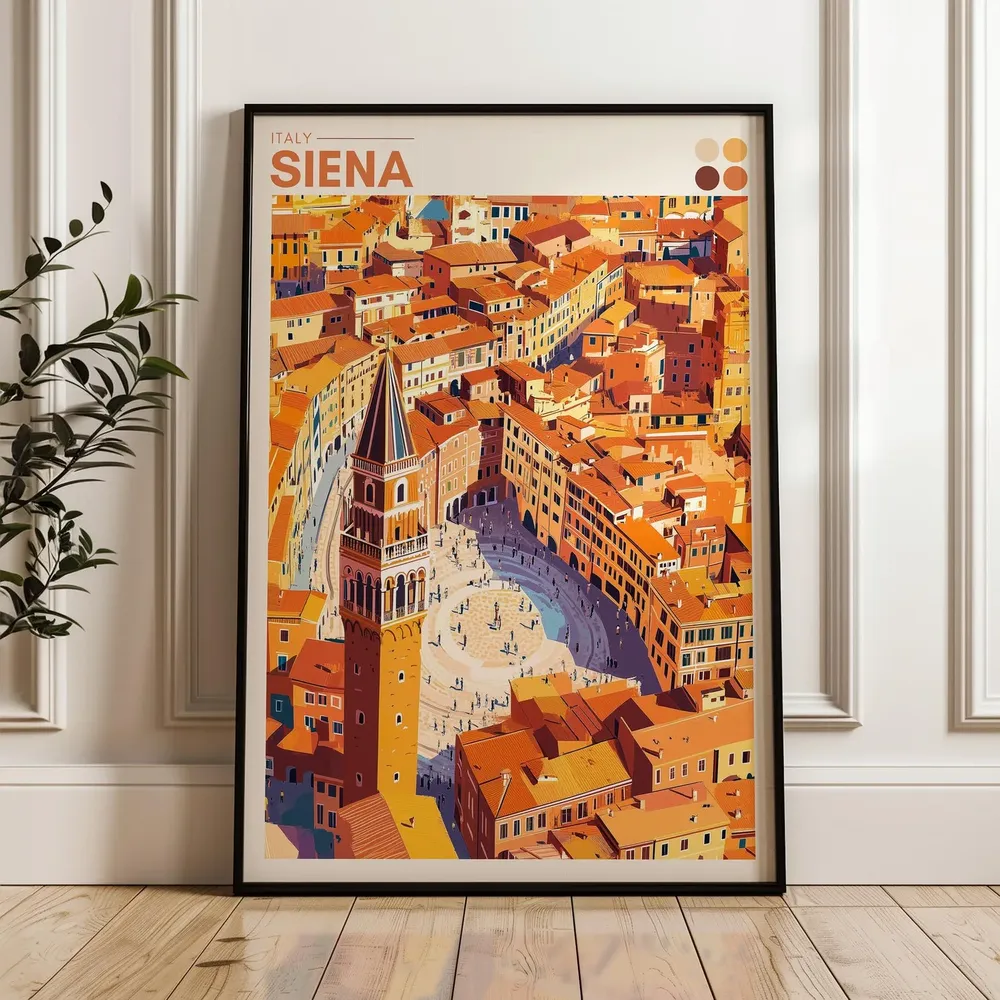 Siena Travel Poster, Tuscany Old Town Art Print