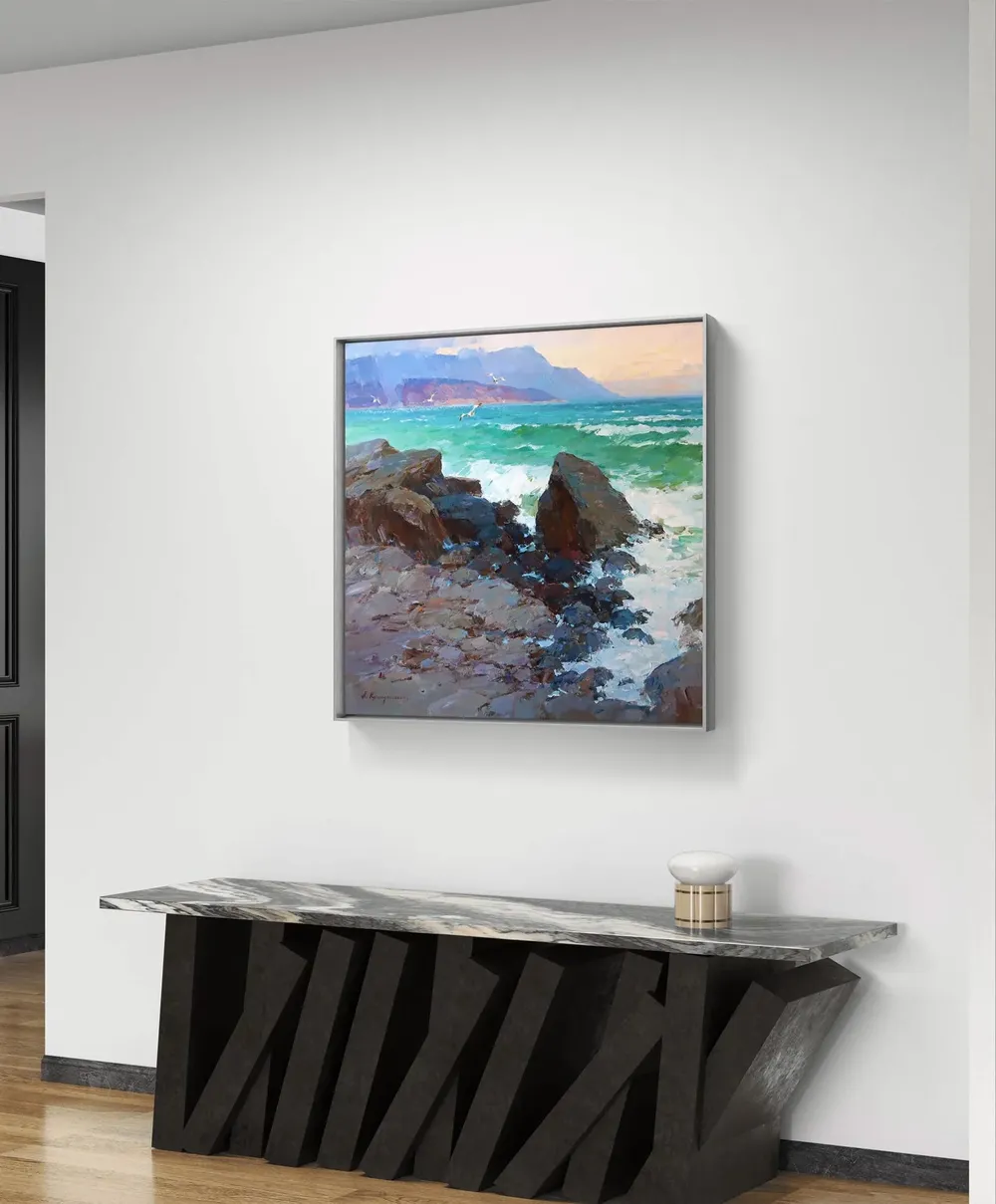 Seascape Painting, Nature Oil Art Print - Image 2