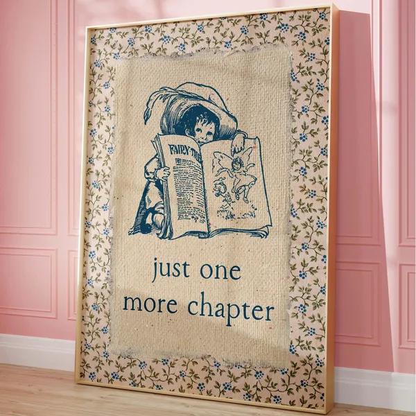 Vintage Book Art, One More Chapter Reading Print