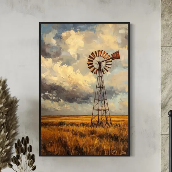 Rustic Windmill Minimalist Travel Poster