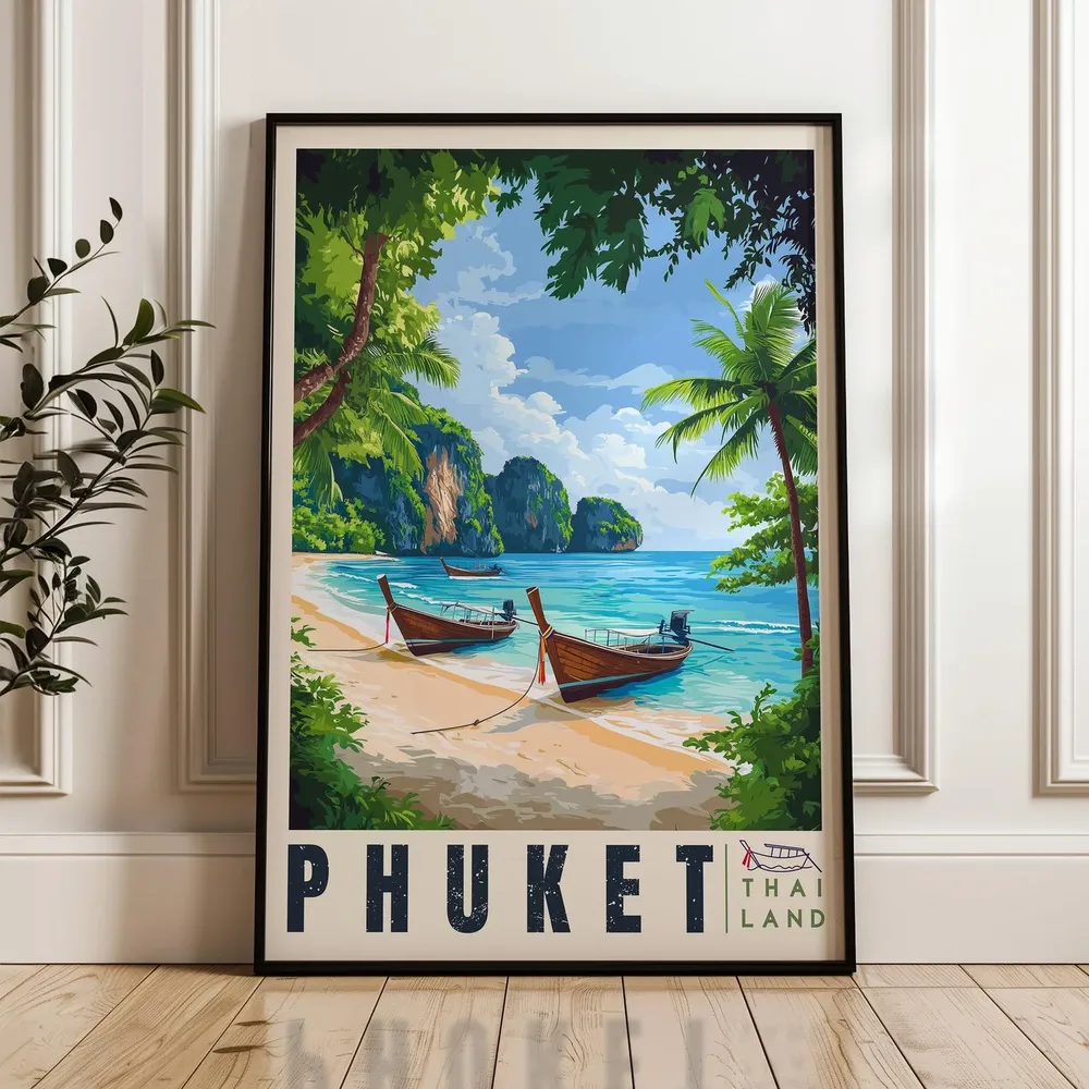 Phuket Travel Poster, Thailand Island Illustration