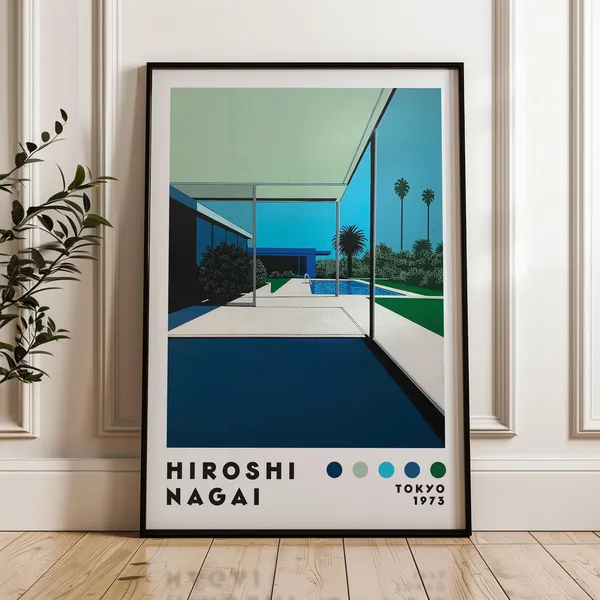 Hiroshi Nagai Vaporwave Poster, Minimalist City Pop