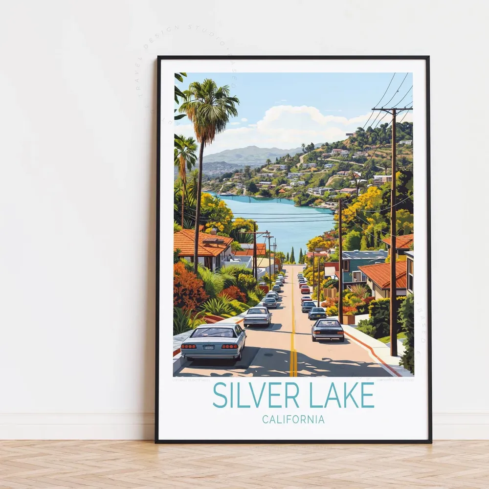 Silver Lake Travel Poster, Los Angeles Art Print