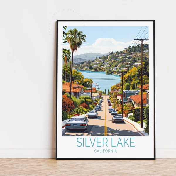 Silver Lake Travel Poster, Los Angeles Art Print