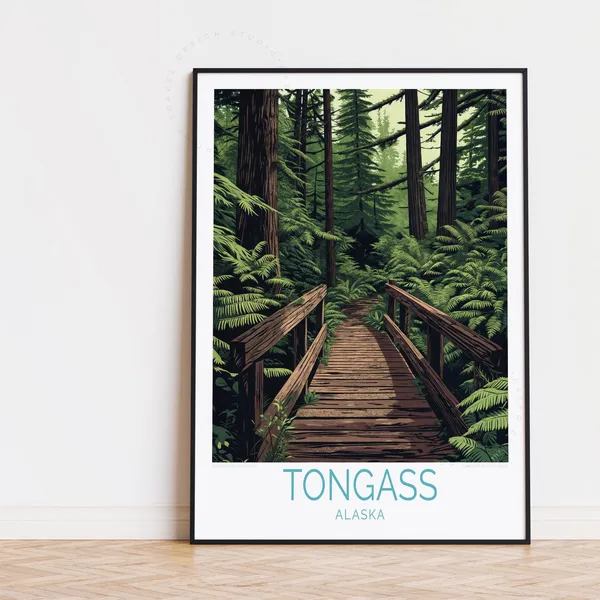 Tongass National Forest Travel Poster, Alaska Art Print