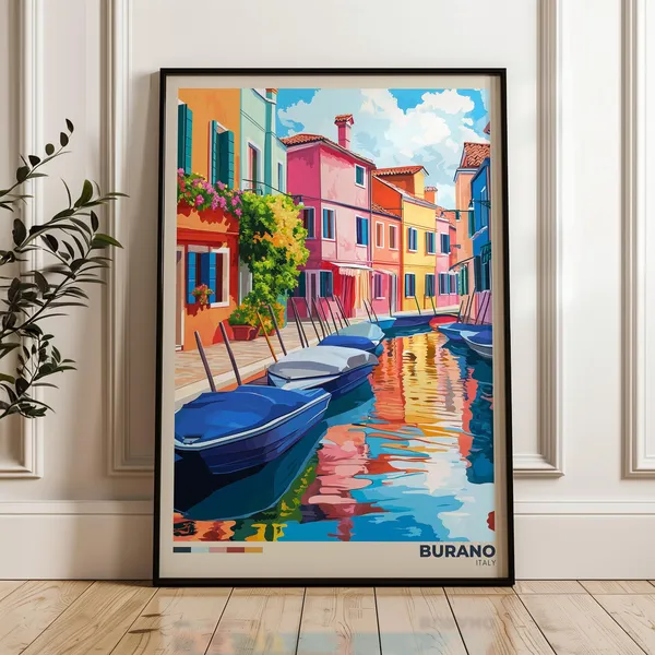Burano Italy Travel Poster Illustration Art Print