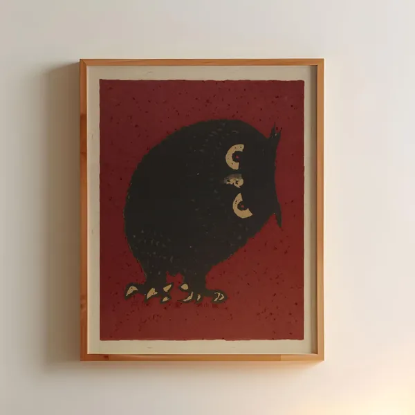 Vintage Owl, Retro Japanese Edo Poster Art Print