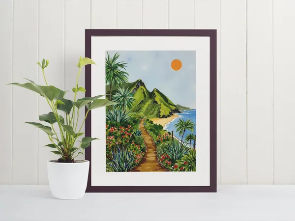 Kauai Watercolor Art Print, Na Pali Coast Travel Poster