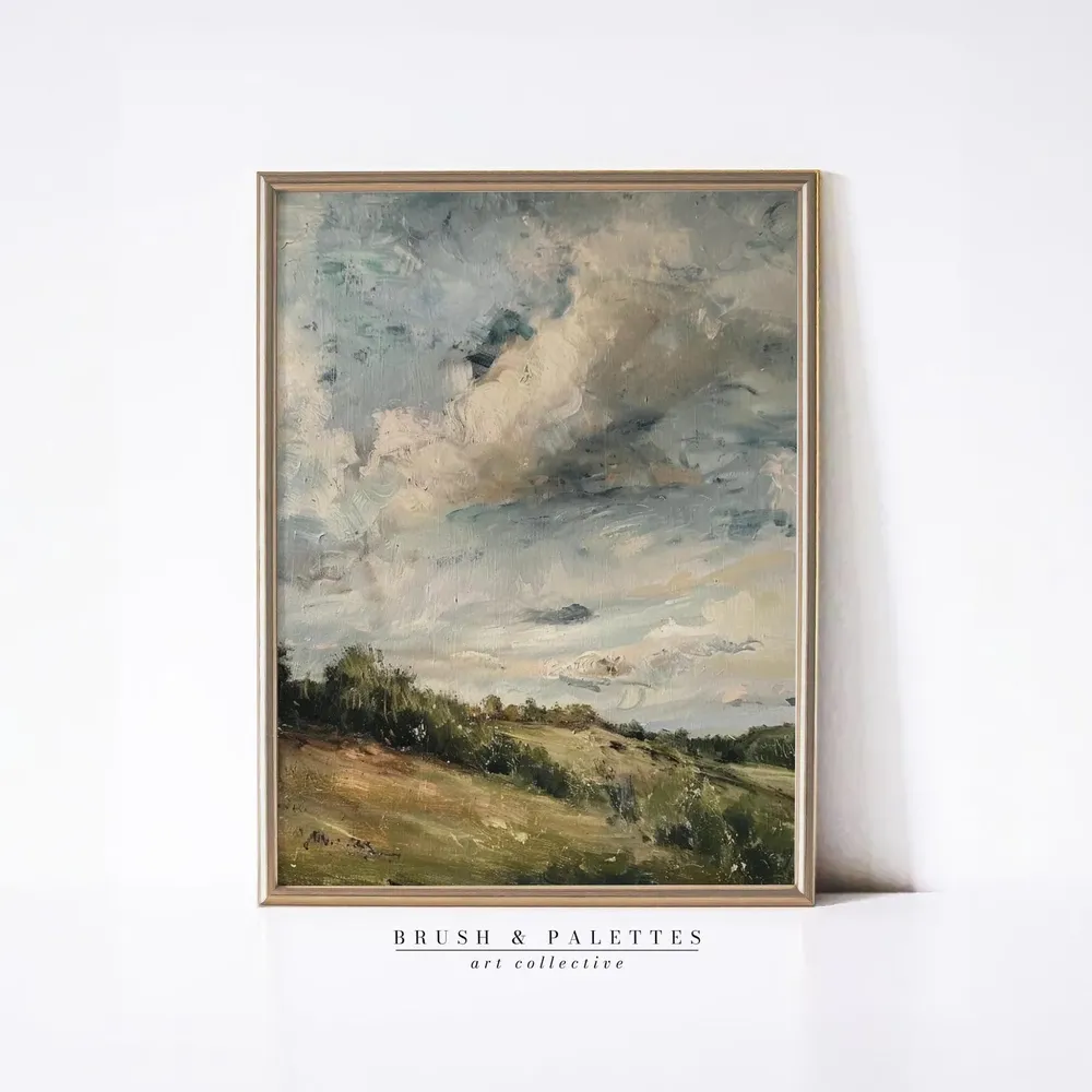 Pastoral Landscape Art Print, Rustic Farmhouse Decor