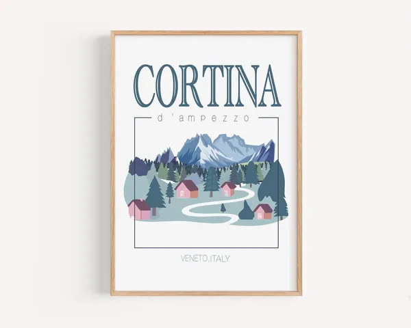 Cortina d'Ampezzo Winter Mountain Landscape Art Print