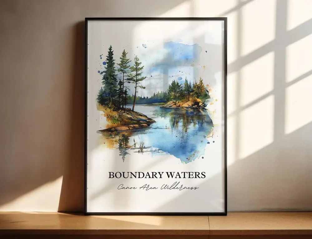Boundary Waters MN Watercolor Travel Poster, Minnesota - Image 4