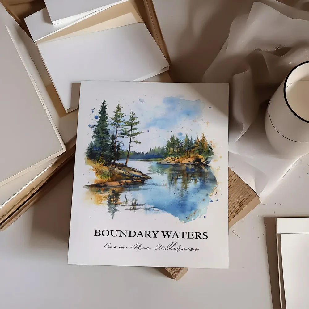 Boundary Waters MN Watercolor Travel Poster, Minnesota - Image 5